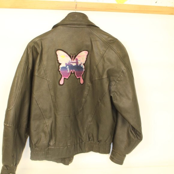 Wilsons Black Leather Jacket with Butterfly - Picture 5 of 12